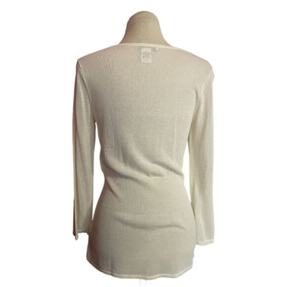Alberto Makali Vintage Crochet Peplum Ivory Sweater Size M - Picture 4 of 8